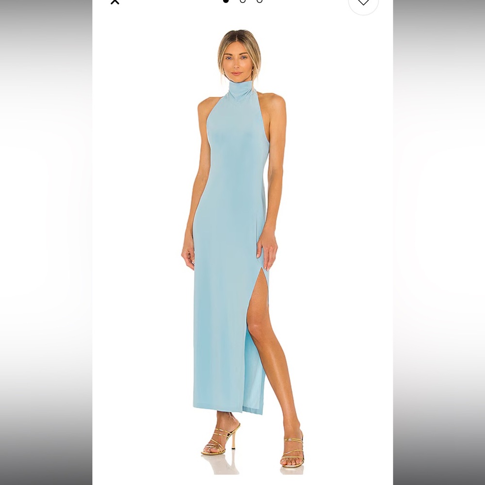 Norma Kamali Halter Turtle Side Slit Gown XS